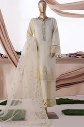 HZ Stitched 3 Piece Luxe Pret Formals Collection'2025-HZK-221-Cream