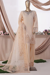 HZ Stitched 3 Piece Luxe Pret Formals Suit-HZK-222-Peach