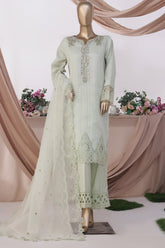 HZ Stitched 3 Piece Luxe Pret Formals Suit-HZK-223-Dull Green