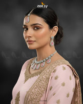 Hearth Necklace Set Silver Pink - Zeesy Jewellery