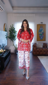 Dhaga Stitched 2 Piece Crepe Collection'2025-Saffron