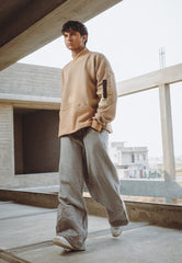 Asim Jofa Western Wear Ajwpb-05 Unisex Wide Leg Embroidered Sweatpants 1 Pc