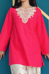 Urban Cut Embroidered Cotton Kurta with Farshi Shalwar – 2 Piece Traditional Coord Set