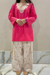 Urban Cut Embroidered Cotton Kurta with Farshi Shalwar – 2 Piece Traditional Coord Set