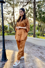 Urban Cut 2 Piece Cotton Satin Embellished Co- Ord Set