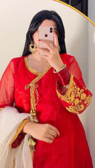 Urban Cut 3 Piece Laurex Embroidered Angrakha Suit- Linned