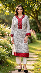 Madiha Gohar Stitched 2 Piece Printed Lawn Suit-Crimson