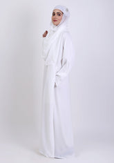 Hijabi.Pk WHITE CLASSIC FRONT-CLOSED ABAYA Hijabi