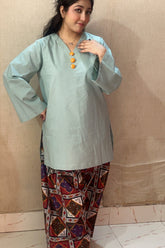 Urban Cut 2 Piece Cotton Solid and Printed Co- Ord Set with Farshi Shalwar