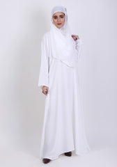 White Basic Front-Closed Abaya - Abaya.pk