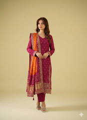 Satrang By Zouj Unstitched 3 Piece Formals Collection'2025-Fuchsia Rose
