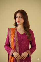 Satrang By Zouj Unstitched 3 Piece Formals Collection'2025-Fuchsia Rose