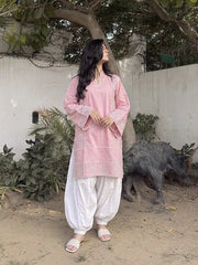 Urban Cut Stitched Emb Co Ord Cotton Suit-C0293