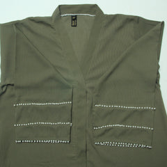 Hijabi.Pk Olive Pearl Sleeve Abaya - Signature