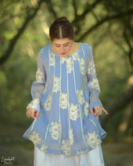 Urban Cut Embroidered Crinkle Chiffon Peplum Top – Lined | Pure Chiffon