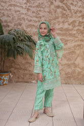 Shifa Girls By Suntex Stitched 3 Piece Emb Chikankari Summer Kids Suit-SH-2611