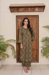 Madiha Gohar Stitched 2 Piece Suit-RAHA Olive