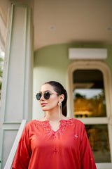 Day to Slay By Mashrib Stitched 2 Piece Summer Collection'2025-Scarlet Whisper