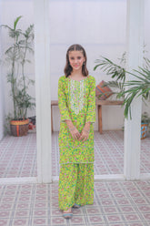 Khanak Kids Lemon And Green Gharara -KST 008