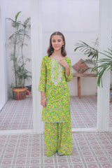 Khanak Kids Lemon And Green Gharara -KST 008