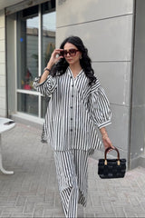 Urban Cut Women's Striped Cotton Co-Ord Set 2 Piece Suit