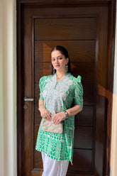 Urban Cut 2 Piece Cotton Embroidred Co- Ord Set with Farshi Salwar