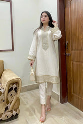 Urban Cut 2 Piece Cotton Sequence Embroidered Suit