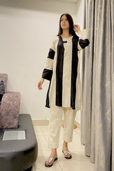 Urban Cut 2 Piece Cream Black -Stitched Shirt -100% Cotton