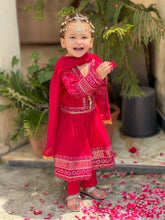 Khanak Stitched Kids-Vivid Pink Short Frok-KST 038