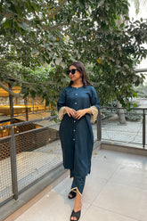 Urban Cut 2 Piece Cotton Embroidered Suit