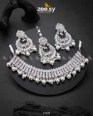 Elisa Silver Necklace Mint Pink - Zeesy Jewellery