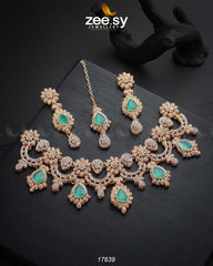Galactic Necklace Golden Mint Green - Zeesy Jewellery