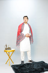 Tng By Md-Ajrak Mosaic Stole | Redish | Men
