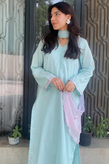 Solstic by Meerak Stitched 3 Piece Emb Lawn Suit-Faye