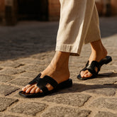 "Hermes plain black slipper for women by Khussa Master"