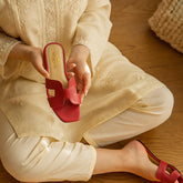 "Hermes plain mehroon slipper for women by Khussa Master"