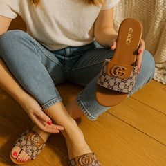 "Gucci mustard slipper for women by Khussa Master"