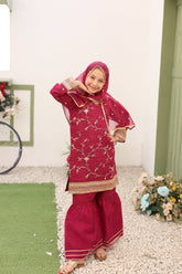 Saheli By Suntex Stitched 3 Piece Eid Kids Formals Suit-2629-Raspberry