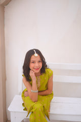 Khanak Kids Lime 2 Pcs Straight Shirt With Trouser-KST 003