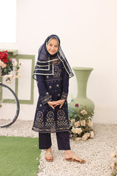 Saheli By Suntex Stitched 3 Piece Eid Kids Formals Suit-2635-Navy Blue