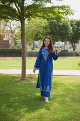 Mehr'e Eid By Qariney Stitched 2 Piece Lawn Collection'2025-Serene Blue