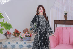 Umer Aayan 03-Piece Mahpara Embroidered Black Chiffon Suit