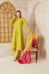 Dhaga Stitched 3 Piece Formals Suit-Gul