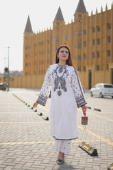 Mehr'e Eid By Qariney Stitched 2 Piece Lawn Collection'2025-Swan White
