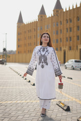 Mehr'e Eid By Qariney Stitched 2 Piece Lawn Collection'2025-Swan White