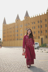 Mehr'e Eid By Qariney Stitched 2 Piece Lawn Collection'2025-Mystic Maroon