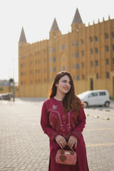Mehr'e Eid By Qariney Stitched 2 Piece Lawn Collection'2025-Mystic Maroon