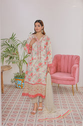 Umer Aayan Florence Printed And Chiffon Embroidered Maxi