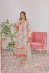 Umer Aayan Florence Printed And Chiffon Embroidered Maxi