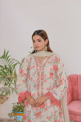 Umer Aayan Florence Printed And Chiffon Embroidered Maxi